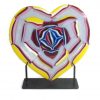 Heart sculpture with abstract rose in center