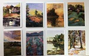 Eight Landscape Painting Blank Notecards with white envelopes.